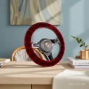 Red suede hand-sewn car steering wheel cover for Teramont Specification image